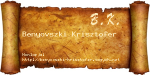 Benyovszki Krisztofer névjegykártya